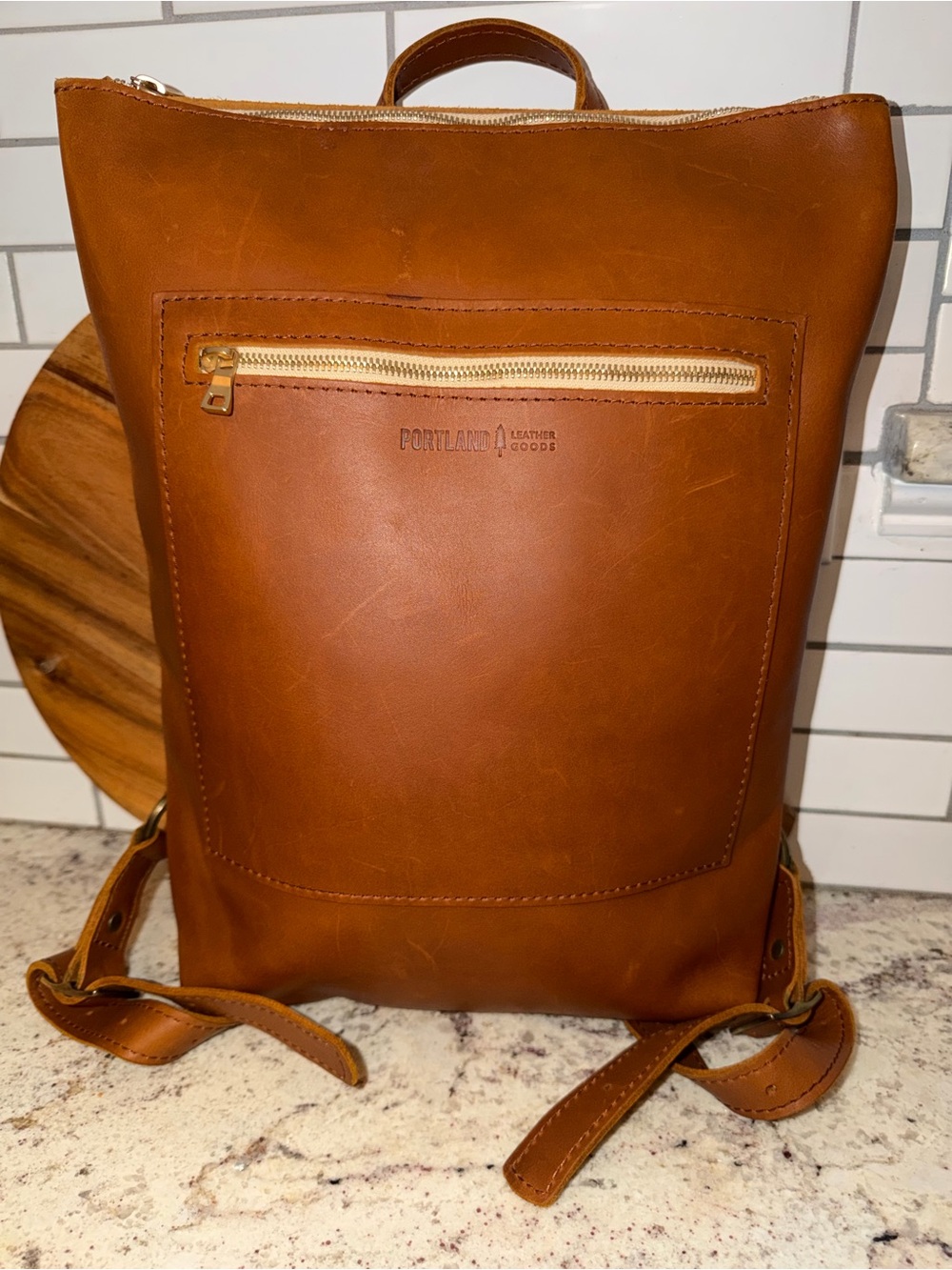 Portland Leather $340 Laptop Backpack Brown EUC